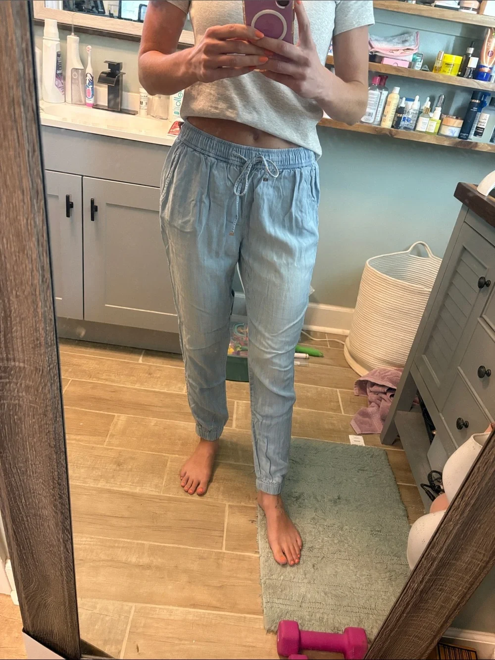 Michael Kors Light Blue Drawstring Jogger Pants